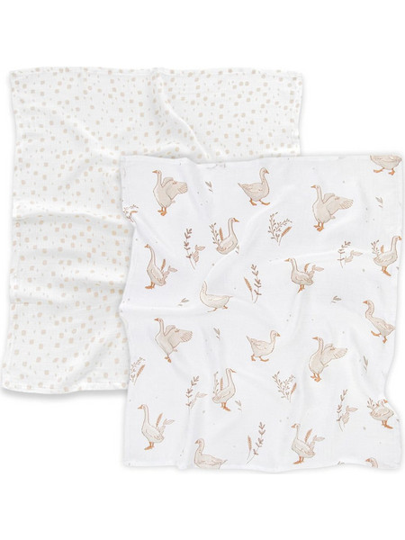 Colorstories Happy Goose Stories Πάνες Αγκαλιάς από Μουσελίνα Λευκές 60x50cm 2τμχ