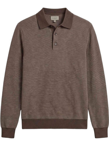 Gant Ανδρική Μπλούζα Polo Μακρυμάνικη Καφέ 3G8080005