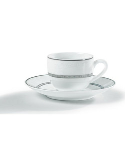 Karvounis Bros Σετ Φλιτζάνια Espresso & Ελληνικού Καφέ Πορσελάνης Λευκά Ασημί 90ml 6τμχ GC11712-90