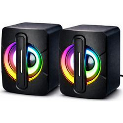 K2053 Ηχεία Υπολογιστή 2.0 6W με RGB Φωτισμό Μαύρα