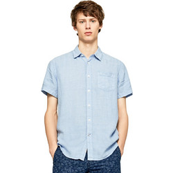 Pepe Jeans Ανδρικό Πουκάμισο Βαμβακερό Κοντομάνικο Κανονική Γραμμή Γαλάζιο PM306445-524