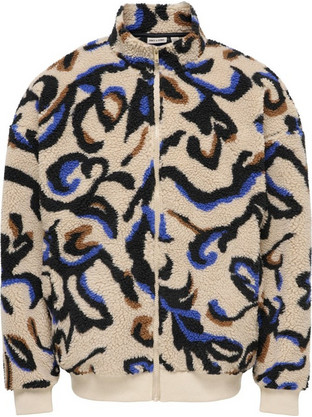 Only & Sons Ανδρική Ζακέτα Fleece με Φερμουάρ Μπεζ 22039531