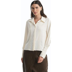 Fibes Fashion Μακρυμάνικο Γυναικείο Πουκάμισο Mονόχρωμο Λευκό 03-7504N