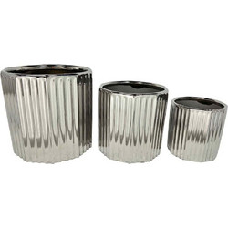 Argento Σετ Κασπώ Εσωτερικού Χώρου Πήλινα Ασημί 18x18cm 3τμχ 032464