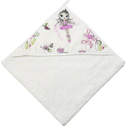 BunnyBebe Fairy Βρεφικό Μπουρνούζι Κάπα Λευκό Ροζ 75x75cm