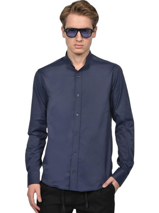 Berto Lucci Ανδρικό Πουκάμισο Μακρυμάνικο Slim Fit Navy Μπλε 04262-1250-5008