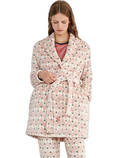 Gisela Paws Γυναικεία Ρόμπα Χειμωνιάτικη Fleece Σομόν 2/20512