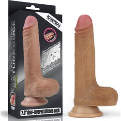 Lovetoy Dual Layered Nature Ρεαλιστικό Dildo με Βεντούζα & Όρχεις 18cm Καφέ