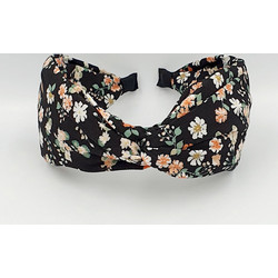 RO Accessories Στέκα Μαλλιών Υφασμάτινη Floral Μαύρη 14-0119