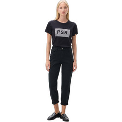 Passager Ψηλόμεσο Γυναικείο Τζιν Παντελόνι Mom Fit Εφαρμογή Μαύρο 2202026-012