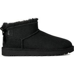UGG Ultra Mini Bailey Bow Γυναικεία Μποτάκια Suede Μαύρα με Γούνα 1185491-0071