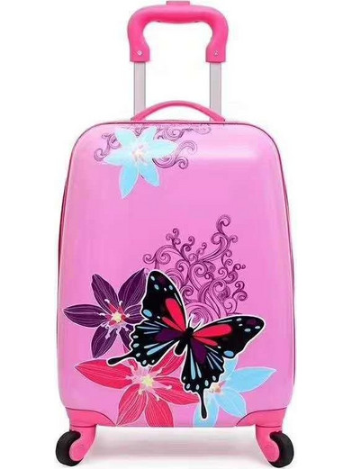 A2S Butterflies Παιδική Βαλίτσα Καμπίνας 45x30x20cm με 4 Ρόδες Ροζ
