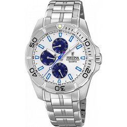 Festina Ανδρικό Ρολόι Χρονογράφος με Ασημί Μεταλλικό Μπρασελέ F20445/1