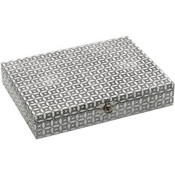 Μπιζουτιέρα Ασημί με Μαύρη Επένδυση 28x20x5εκ