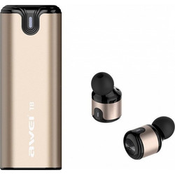 Awei T8 Ακουστικά Bluetooth In Ear Ανθεκτικά στο Νερό Gold