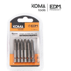 Σετ μύτες 6 τεμαχίων PH 1-2-3 PZ 1-2-3 X 50mm KOMA Tools 08741 EDM Spain