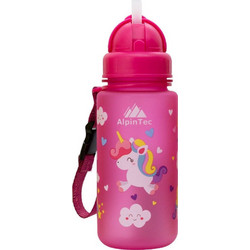AlpinPro AlpinTec Kids Unicorn Παιδικό Μπουκάλι Πλαστικό BPA Free με Καλαμάκι Φούξια 400ml