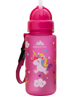 AlpinPro AlpinTec Kids Unicorn Παιδικό Μπουκάλι Πλαστικό BPA Free με Καλαμάκι Φούξια 400ml