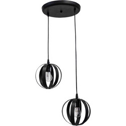 Heronia Lighting Lama 2/L Pendel Κρεμαστό Φωτιστικό Οροφής Δίφωτο Μαύρο 34-0061