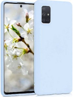 Samsung Galaxy A71 - Anti-slip Liquid Silicone Gel Rubber Bumper Case with Soft Microfiber Lining Cushion Slim Hard Shell- Light Blue (oem)