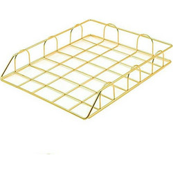 Δίσκος εγγράφων ροζ-χρυσό μεταλλικός Υ6x24,5x30 εκ
