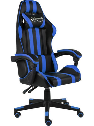 vidaXL Καρέκλα Gaming Δερματίνης Μαύρη Μπλε 20518