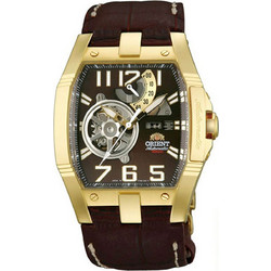 Orient Gold Steel Ανδρικό Ρολόι Αυτόματο με Καφέ Δερμάτινο Λουράκι CFTAB001T