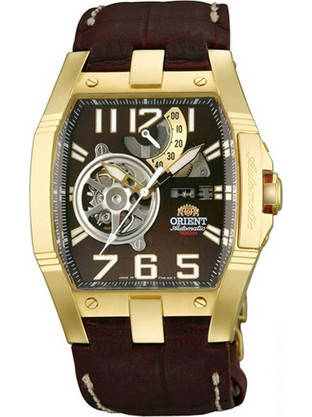 Orient Gold Steel Ανδρικό Ρολόι Αυτόματο με Καφέ Δερμάτινο Λουράκι CFTAB001T