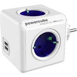 Allocacoc PowerCube Original USB - Πολύπριζο Με 4 Υποδοχές - 2 Θύρες USB - Blue - 2 Έτη Εγγύηση (1202BL/DEOUPC)