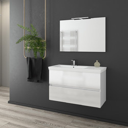 Drop Luxus 85 Σετ Έπιπλο Μπάνιου με Νιπτήρα & Καθρέπτη Slim-White