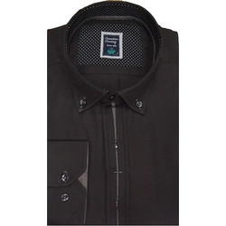 Canadian Ανδρικό Πουκάμισο Βαμβακερό Μακρυμάνικο Slim Fit Μαύρο 1400-7