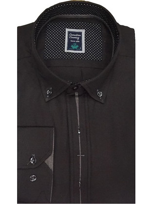 Canadian Ανδρικό Πουκάμισο Βαμβακερό Μακρυμάνικο Slim Fit Μαύρο 1400-7