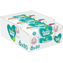 Pampers Sensitive Mega Bοx Μωρομάντηλα Χωρίς Οινόπνευμα & Άρωμα 6x80τμχ
