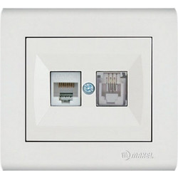 Makel Manolya Πρίζα Τηλεφώνου RJ11 & Δικτύου Data RJ45 Cat6 Λευκή (41001137)