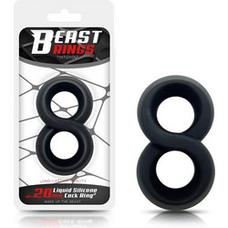 IntoYou Beast Rings Double Penis Ring Liquid Silicone Ελαστικό Δαχτυλίδι Πέους & Όρχεων Σιλικόνης 2cm Μαύρο