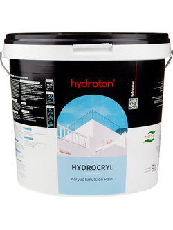 Hydroton Hydrocryl Ακρυλικό Χρώμα Εσωτερικού Χώρου Λευκό 9lt