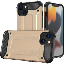 Hybrid Armor Case Tough Rugged Cover for iPhone 13 mini golden
