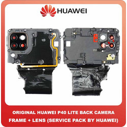 Original Γνήσιο Huawei P40 Lite (JNY-L21A, JNY-L01A, JNY-L21B, JNY-L22A, JNY-L02A, JNY-L22B) Rear Back Camera Frame Πίσω Πλαίσιο Κάμερας + Lens Τζαμάκι Κάμερας 02353MVA (Service Pack By Huawei)