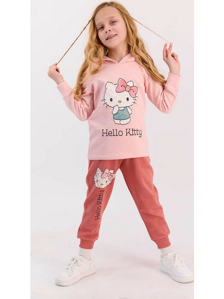 Rolypoly Hello Kitty Love Παιδική Πιτζάμα Βαμβακερή Χειμωνιάτικη Ροζ L1403