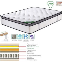 Woodwell Pocket Spring 5-Zone Gel Memory Foam Latex Διπλό 160x200cm Ε2059,2