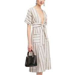 Free People Monday Midi Καλοκαιρινό Καθημερινό Φόρεμα Μπεζ OB800743