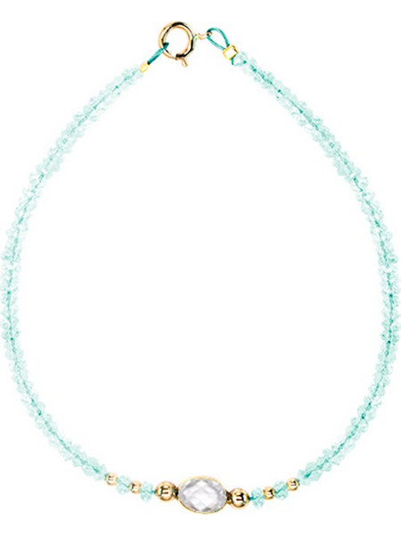 Βραχιόλι με Κ14 χρυσά στοιχεία, aqua και crystal - F124143CR