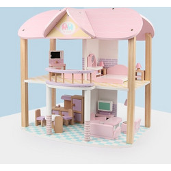 Zita Toys Ξύλινο Κουκλόσπιτο με Έπιπλα 005.246
