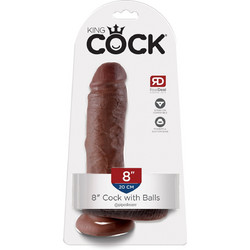 Pipedream King Cock 8" Ρεαλιστικό Dildo με Βεντούζα & Όρχεις 20cm Καφέ