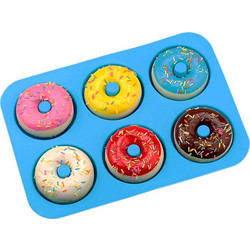 Φόρμα Σιλικόνης για Donuts από Σιλικόνη, σε μπλε χρώμα, 28x18 cm - Aria Trade