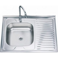 Alpaka 8060A Ανοξείδωτος Νεροχύτης 80x60cm με Δεξί Πάγκο Επικαθήμενος