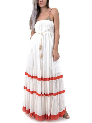 Athina Klo Maxi Καλοκαιρινό Καθημερινό Φόρεμα Λευκό S19-67