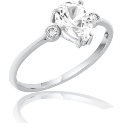 Μονόπετρο Δακτυλίδι σε Λευκόχρυσο κ18 Sapphire 1.4 Diamanti 0.08 N54 20276Y