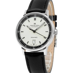 Hamilton American Classic Ανδρικό Ρολόι Αυτόματο με Μαύρο Δερμάτινο Λουράκι H38425720