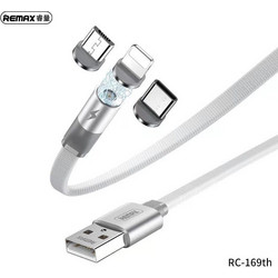 Remax RC-169th Magnetic USB to micro USB / Type-C / Lightning Καλώδιο 2.1A Λευκό 1m